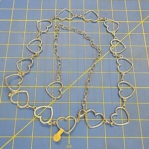 Heart Silver Tone Chain 46" Belt